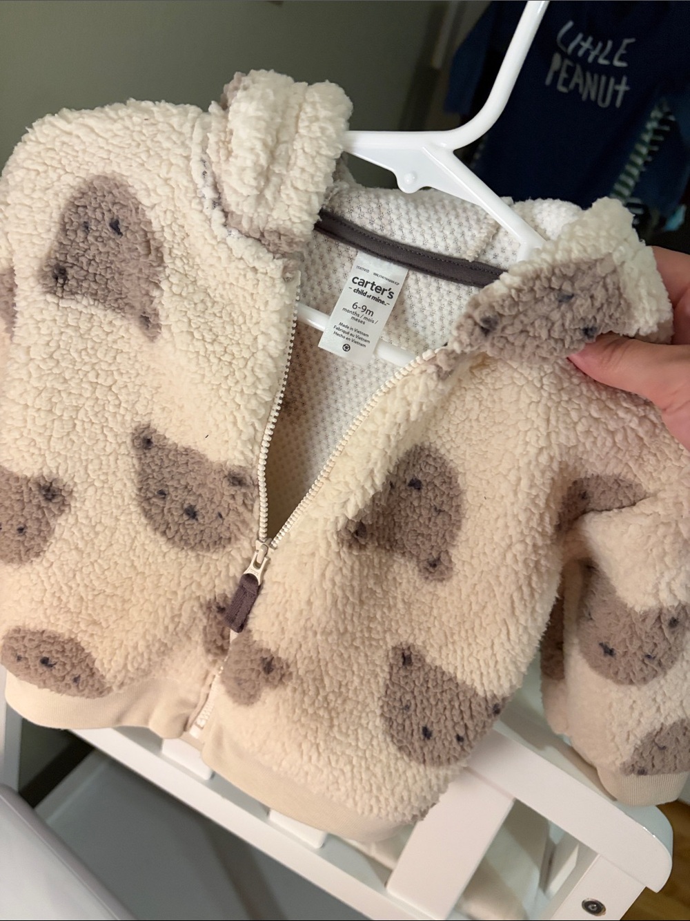 Carter's Sherpa Teddy Bear Hooded Zip Jacket - Cream & Brown NWT 6-9 Months